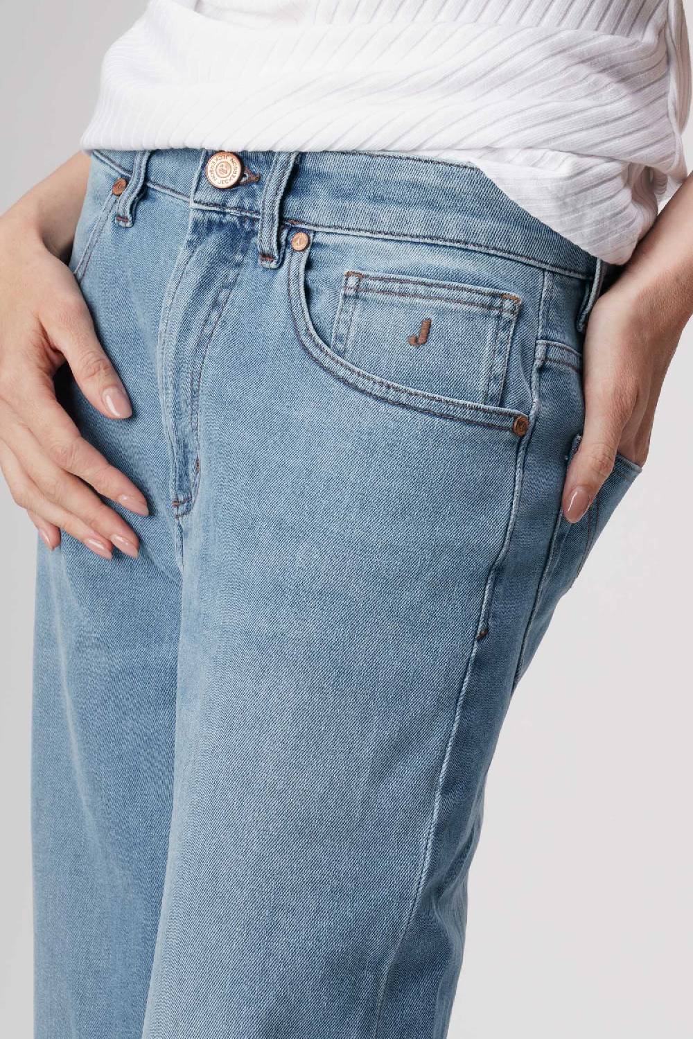 ﻿Jeckerson Jasmine - Pantalone 5 tasche palazzo in denim tri-blend Online