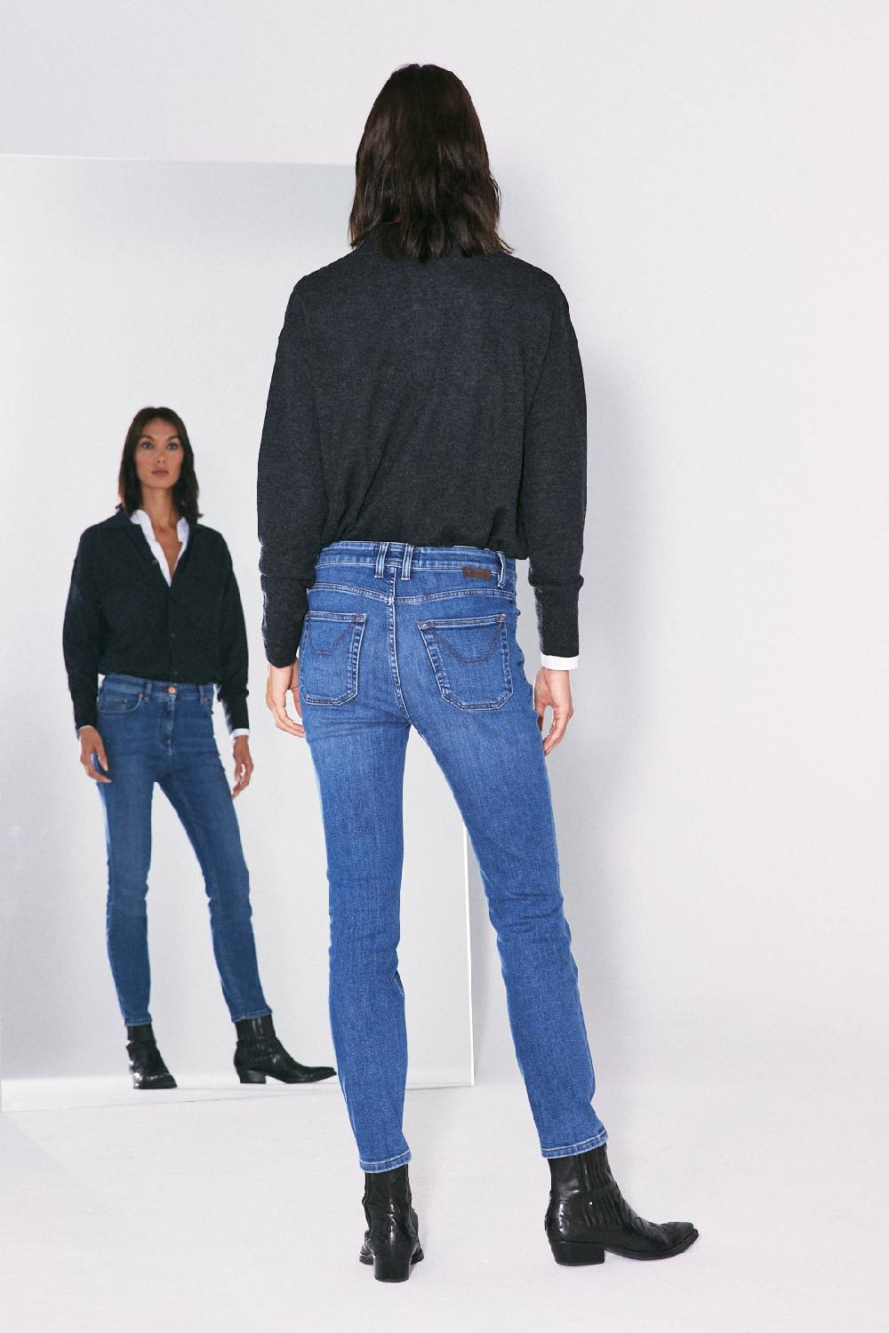 Jeckerson 5 tasche skinny in denim blu medio In Vendita