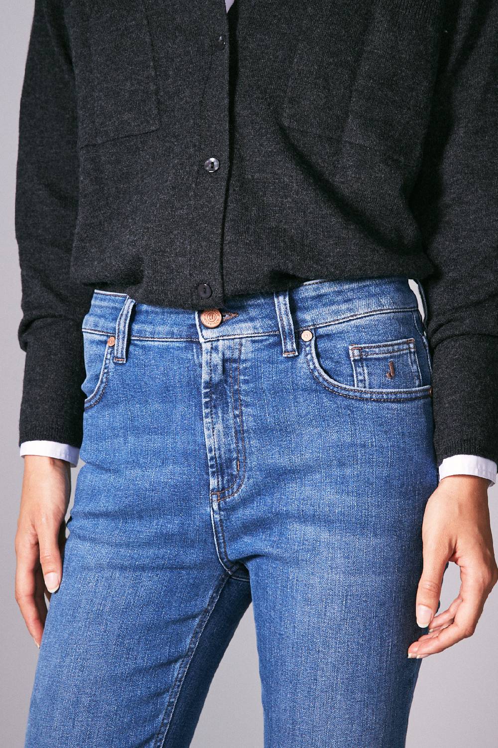 Jeckerson 5 tasche skinny in denim blu medio In Vendita