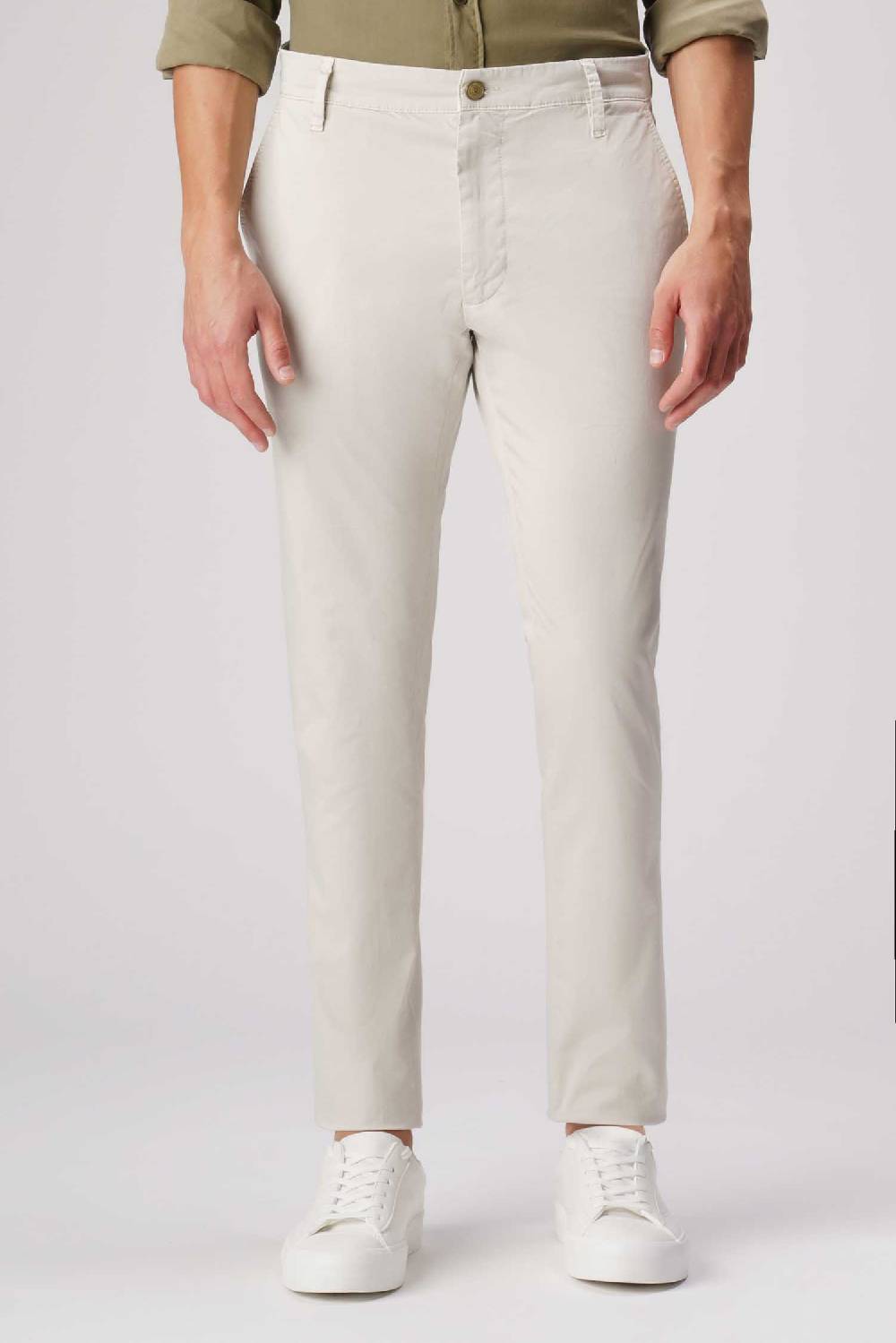Jeckerson Jack- Pantalone chino con tasca americana in armatura raso beige chiaro Saldi