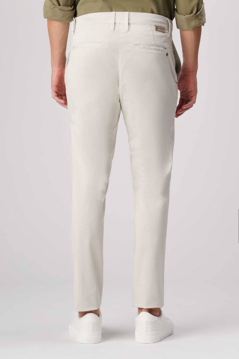 Jeckerson Jack- Pantalone chino con tasca americana in armatura raso beige chiaro Saldi