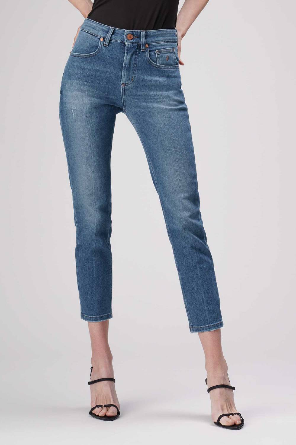 Jeckerson Jacqueline - Pantalone 5 tasche in denim tri-blend blu medio Offerte