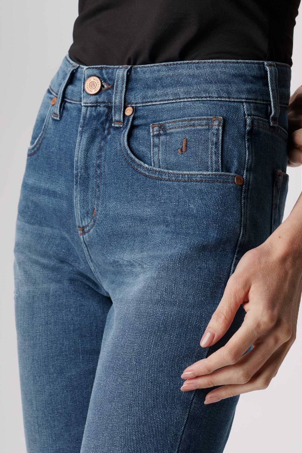 Jeckerson Jacqueline - Pantalone 5 tasche in denim tri-blend blu medio Offerte