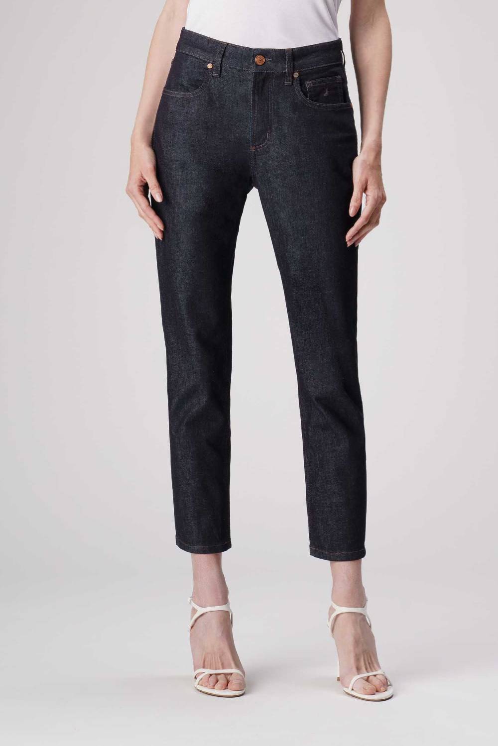 Jeckerson Jacqueline - Pantalone 5 tasche in denim tri-blend blu rinse Vendita Economica