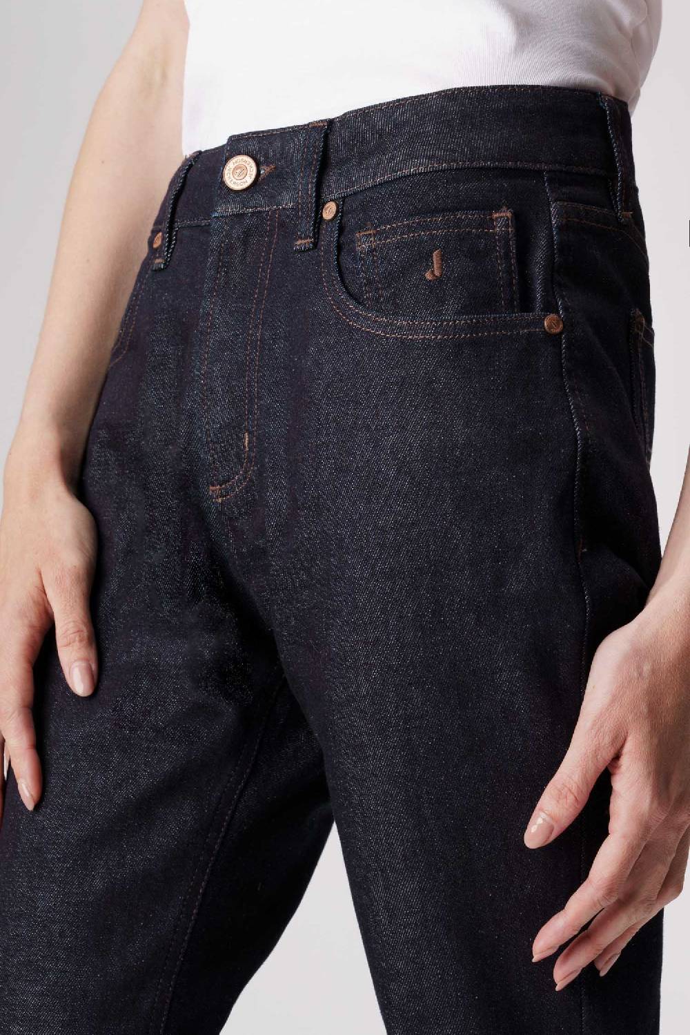 Jeckerson Jacqueline - Pantalone 5 tasche in denim tri-blend blu rinse Vendita Economica