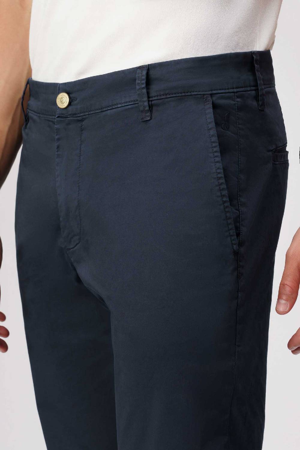 Jeckerson Jack- Pantalone chino con tasca americana in armatura raso blu scuro I Più Venduti
