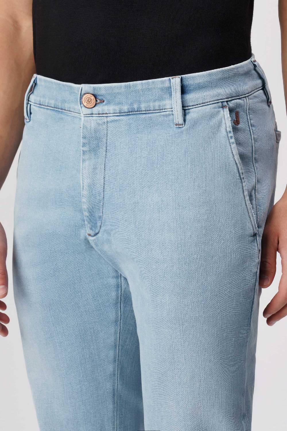 Jeckerson Jack- Pantalone chino in comfort denim blu chiaro In Saldo