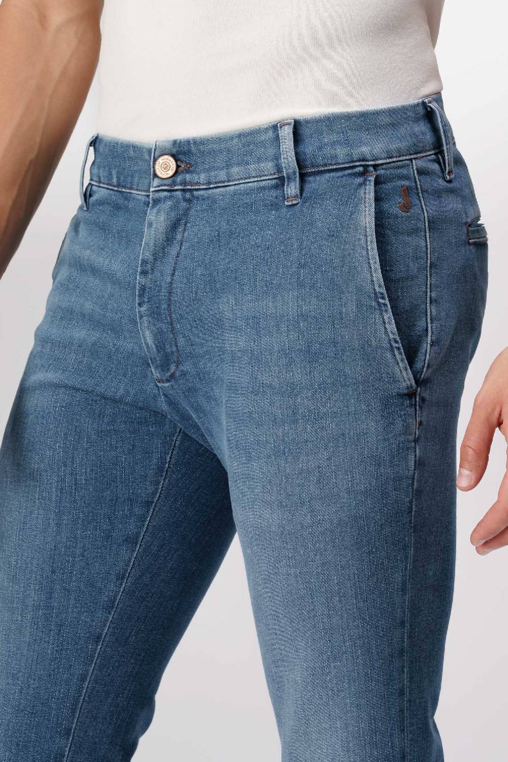 Jeckerson Jack- Pantalone chino in comfort denim blu medio Nuova
