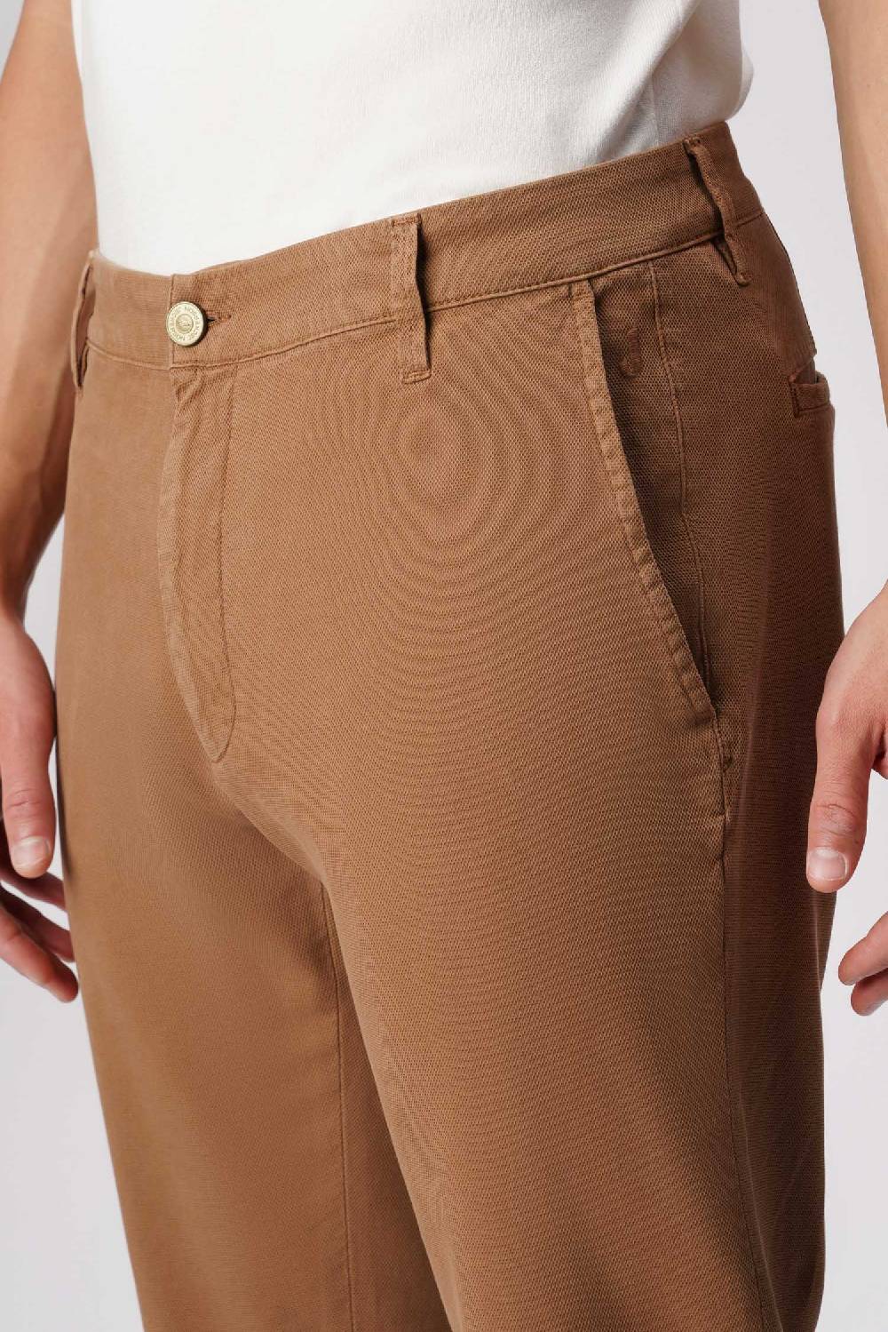 Jeckerson Jack- Pantalone chino slim fit in nido d'ape marrone chiaro Moda