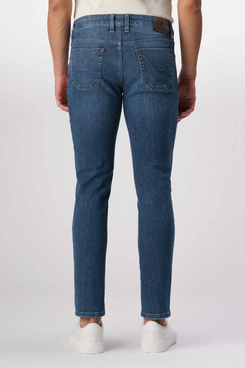 Jeckerson James - Pantalone 5 tasche con toppa in comfort denim blu scuro Nuovo