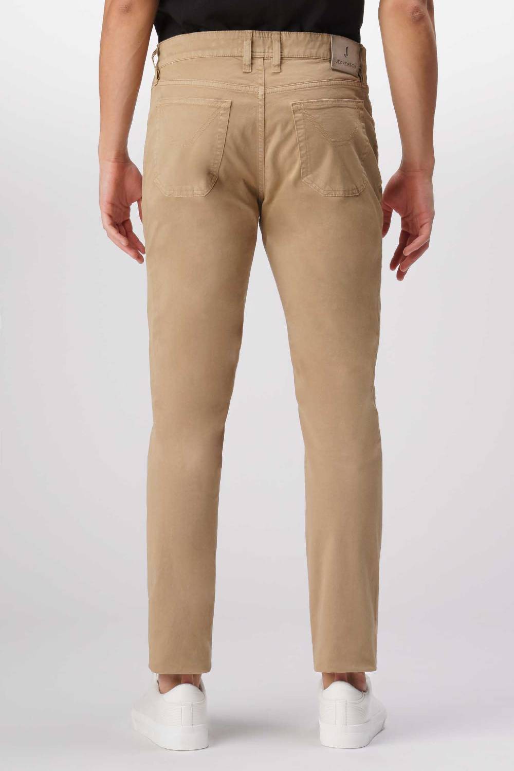 Jeckerson John - Pantalone 5 tasche con toppa in alcantara beige scuro Sottocosto