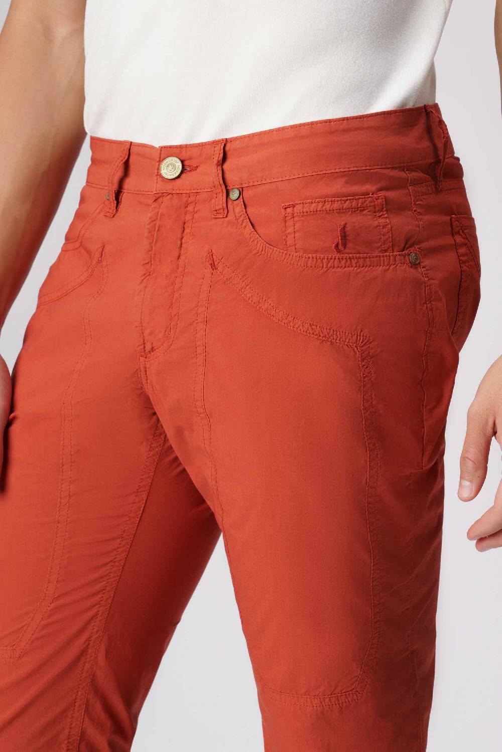 Jeckerson John - Pantalone 5 tasche con toppa arancio scuro Promozione