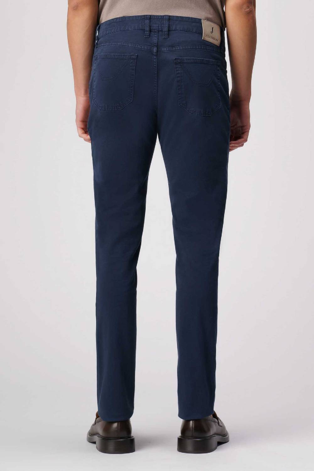 Jeckerson John - Pantalone 5 tasche con toppa in alcantara blu Spedizione Gratuita