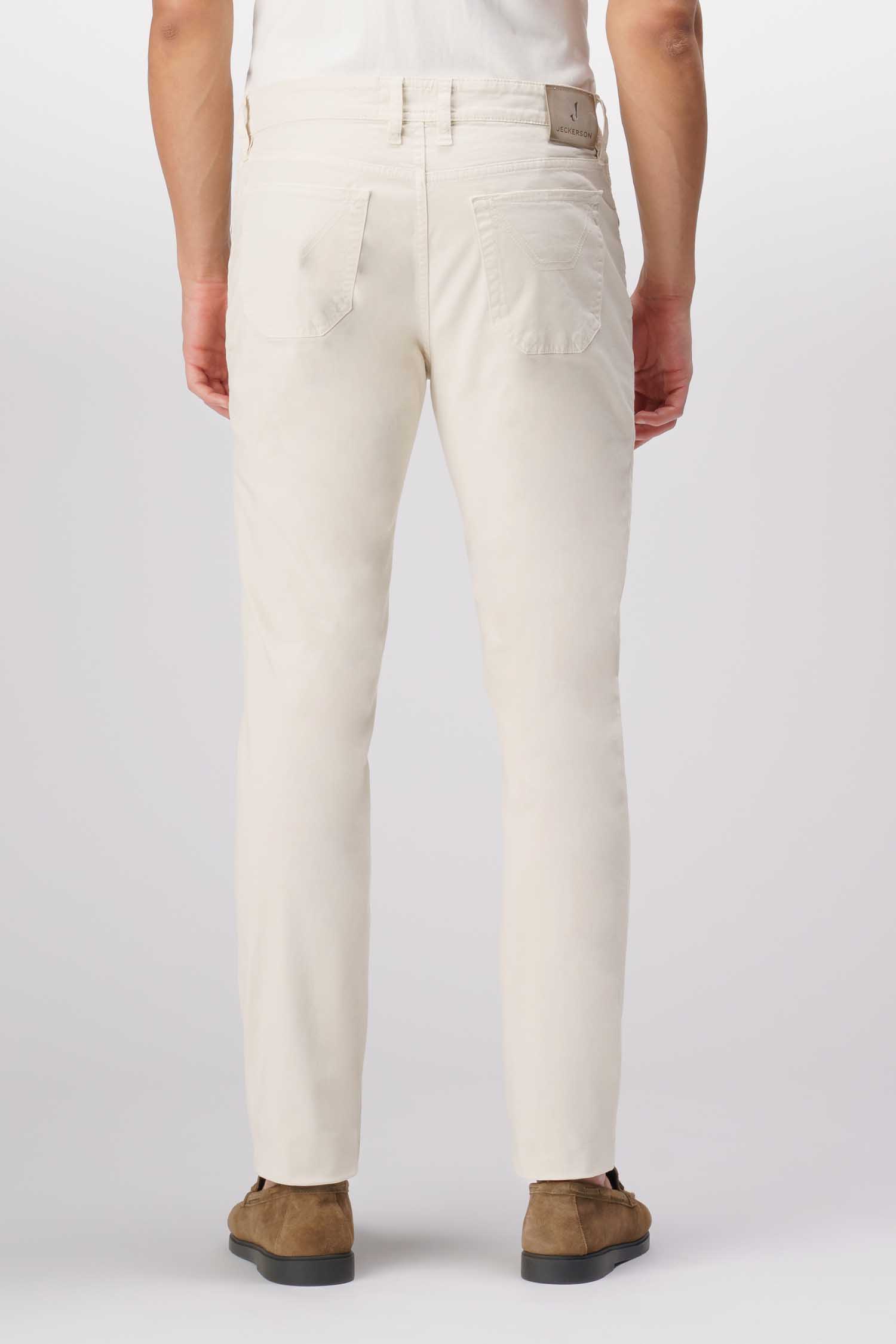 Jeckerson John - Pantalone 5 tasche con toppa in alcantara beige chiaro Sconto