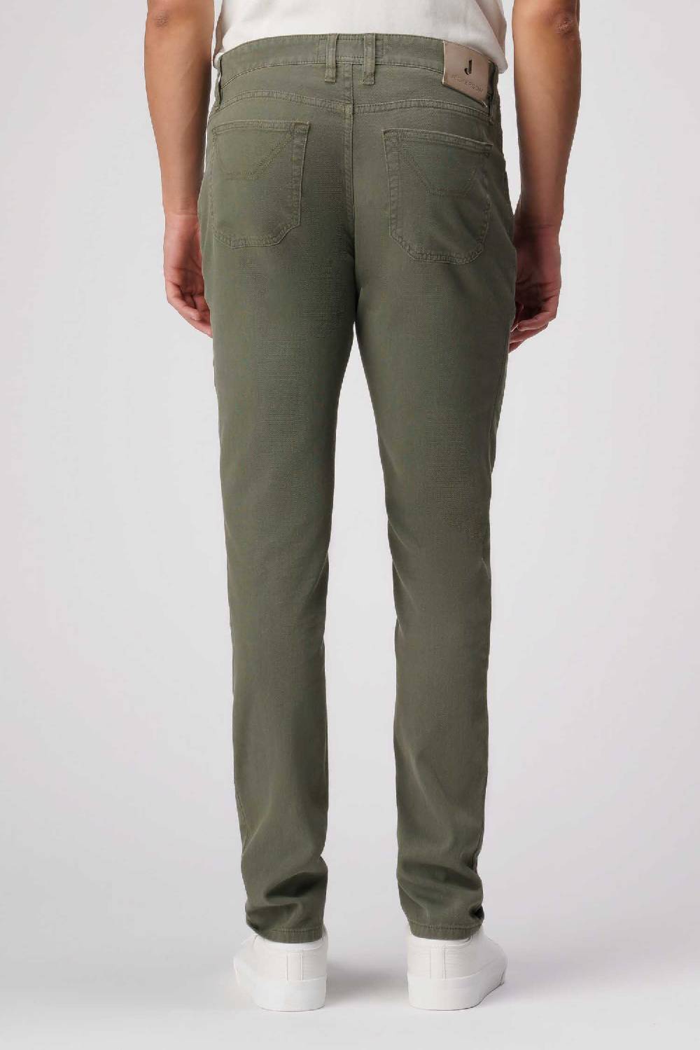 Jeckerson John - Pantalone 5 tasche con toppa in nido d'ape verde militare Negozi Online