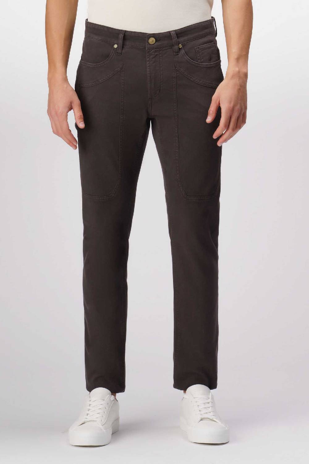 Jeckerson John - Pantalone 5 tasche con toppa in nido d'ape marrone