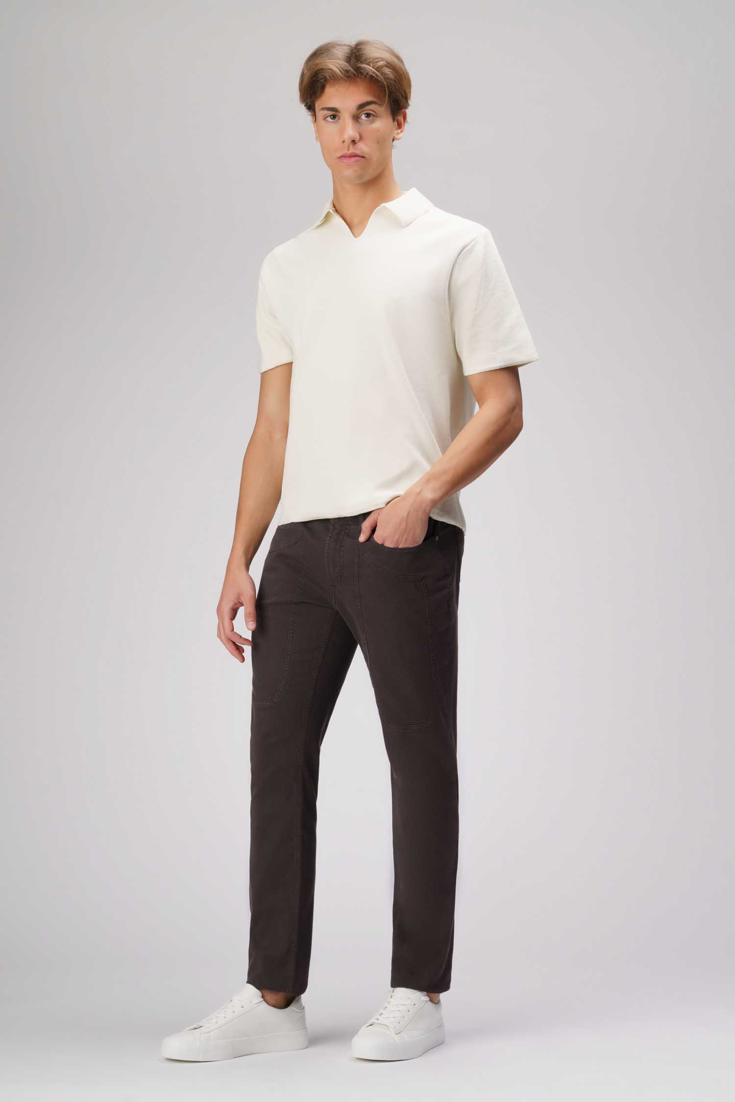 Jeckerson John - Pantalone 5 tasche con toppa in nido d'ape marrone Acquista Ora