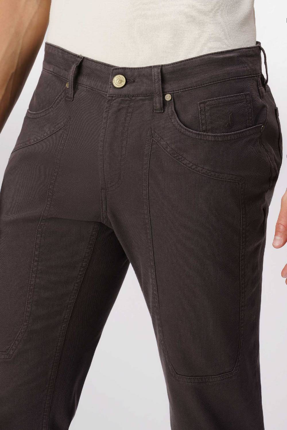 Jeckerson John - Pantalone 5 tasche con toppa in nido d'ape marrone Acquista Ora