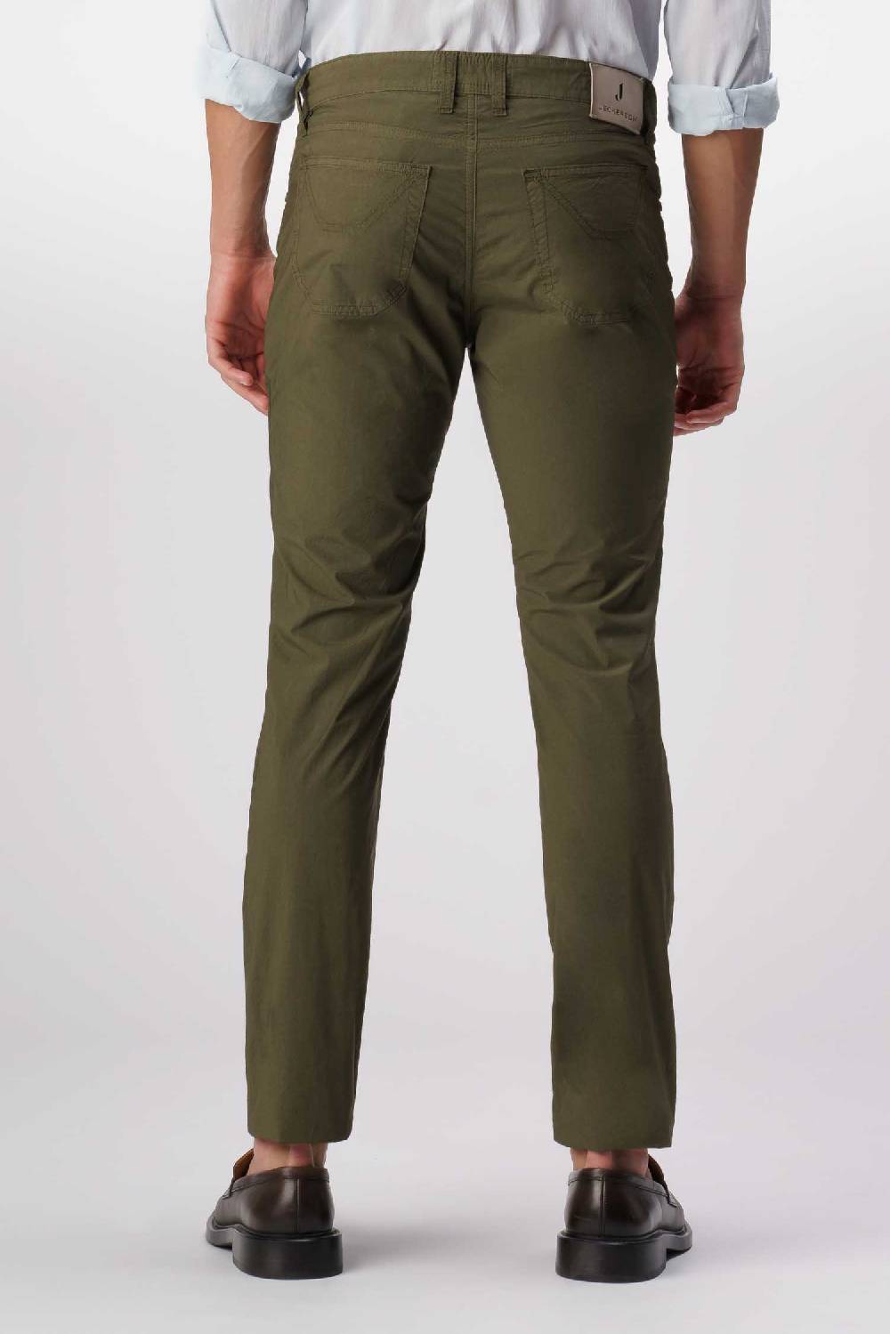 Jeckerson John - Pantalone 5 tasche con toppa verde militare Consegna Veloce