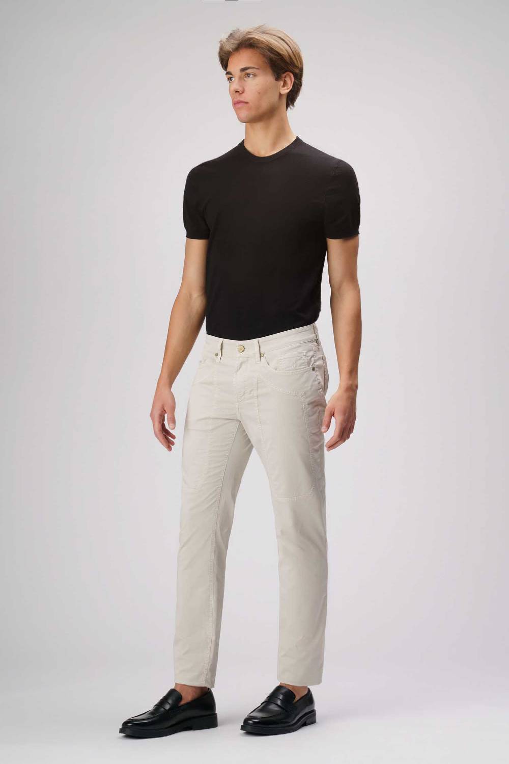 Jeckerson John - Pantalone 5 tasche in armatura raso beige chiaro Promozione Limitata