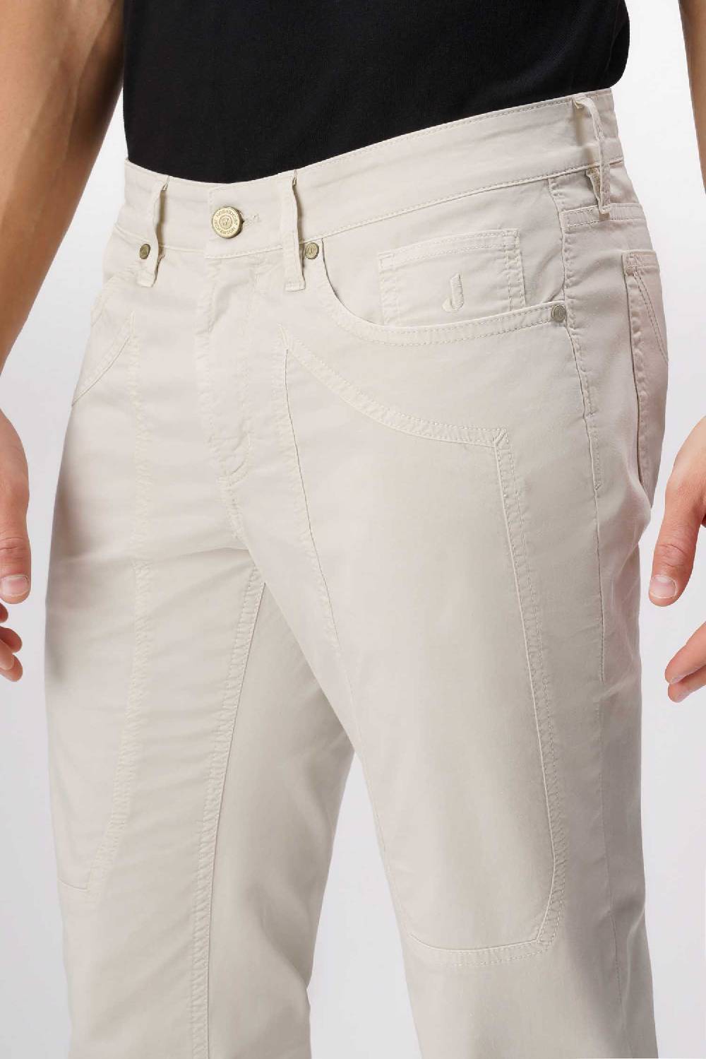 Jeckerson John - Pantalone 5 tasche in armatura raso beige chiaro Promozione Limitata
