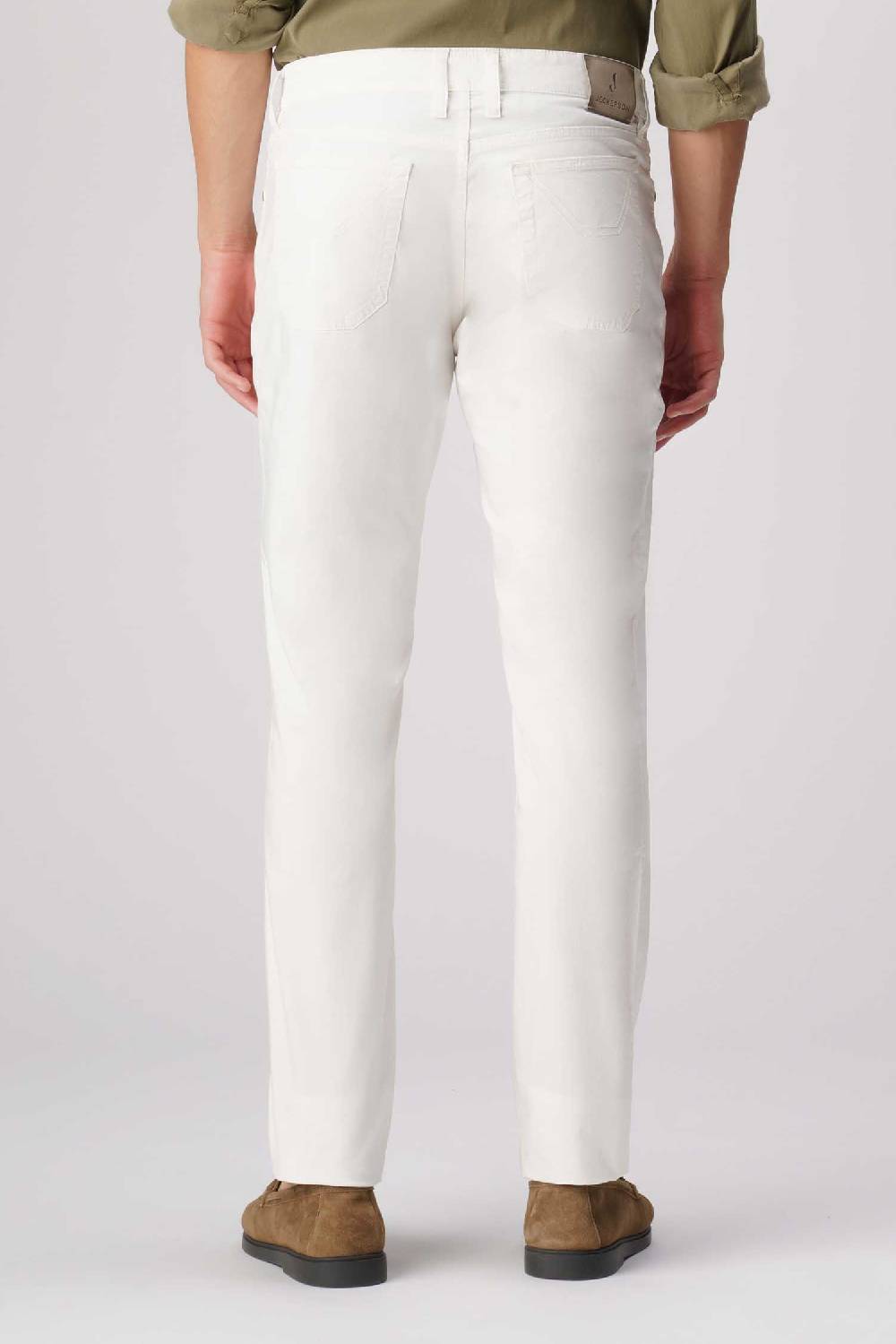 Jeckerson John - Pantalone 5 tasche in armatura raso bianco Fino Al -60%