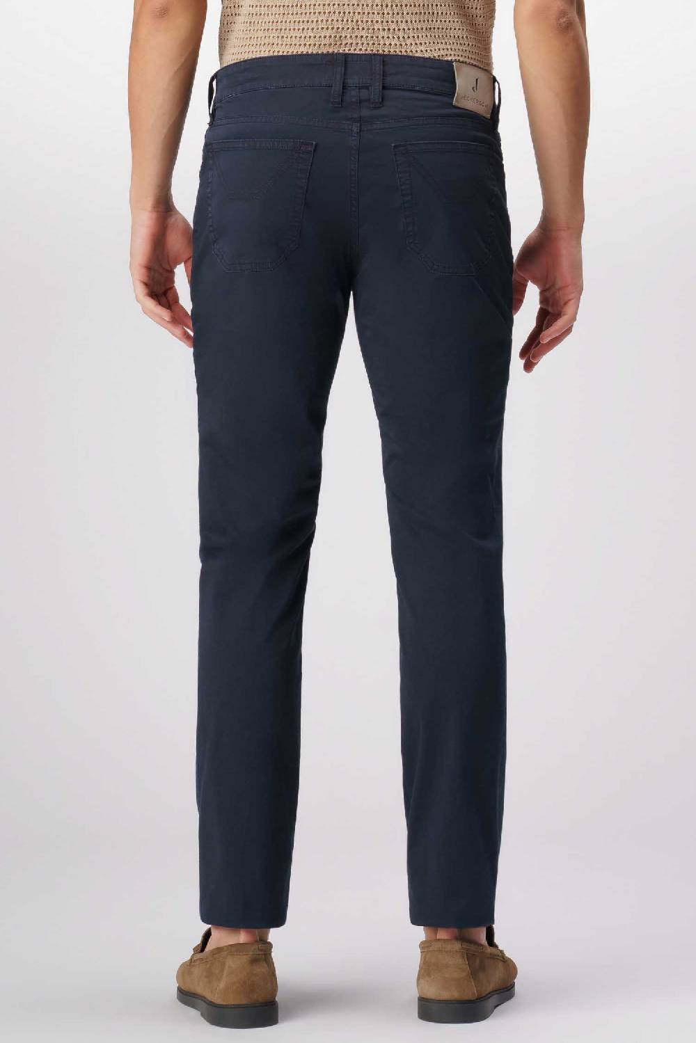 Jeckerson John - Pantalone 5 tasche in armatura raso blu scuro Shopping Online