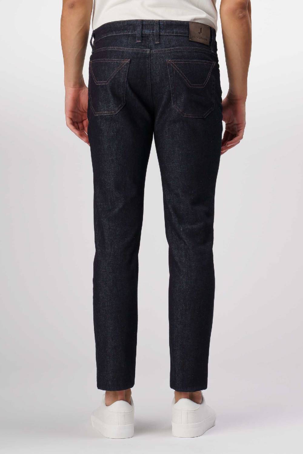 Jeckerson John - Pantalone con toppa in denim tri-blend blu rinse Sottocosto