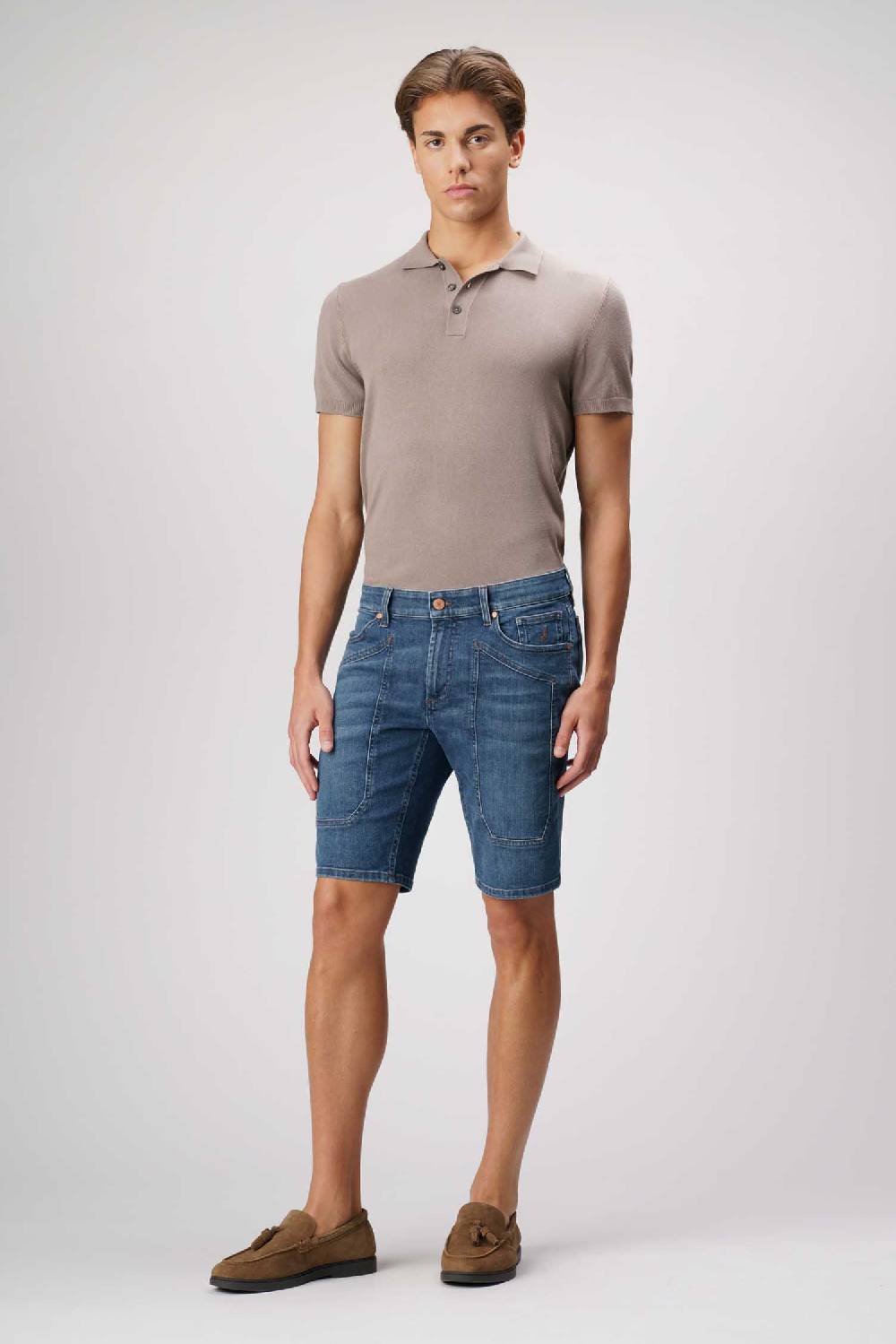 Jeckerson Jayden - Bermuda con toppa in comfort denim blu chiaro