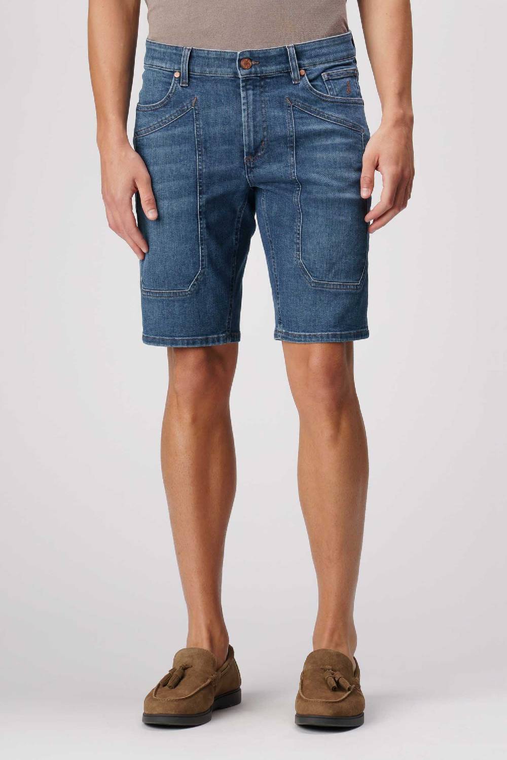 Jeckerson Jayden - Bermuda con toppa in comfort denim blu scuro Sconto