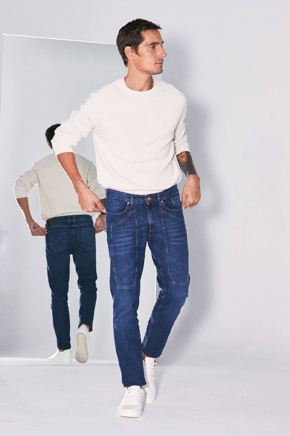 Jeckerson Pantalone 5 tasche con toppa in denim Outlet