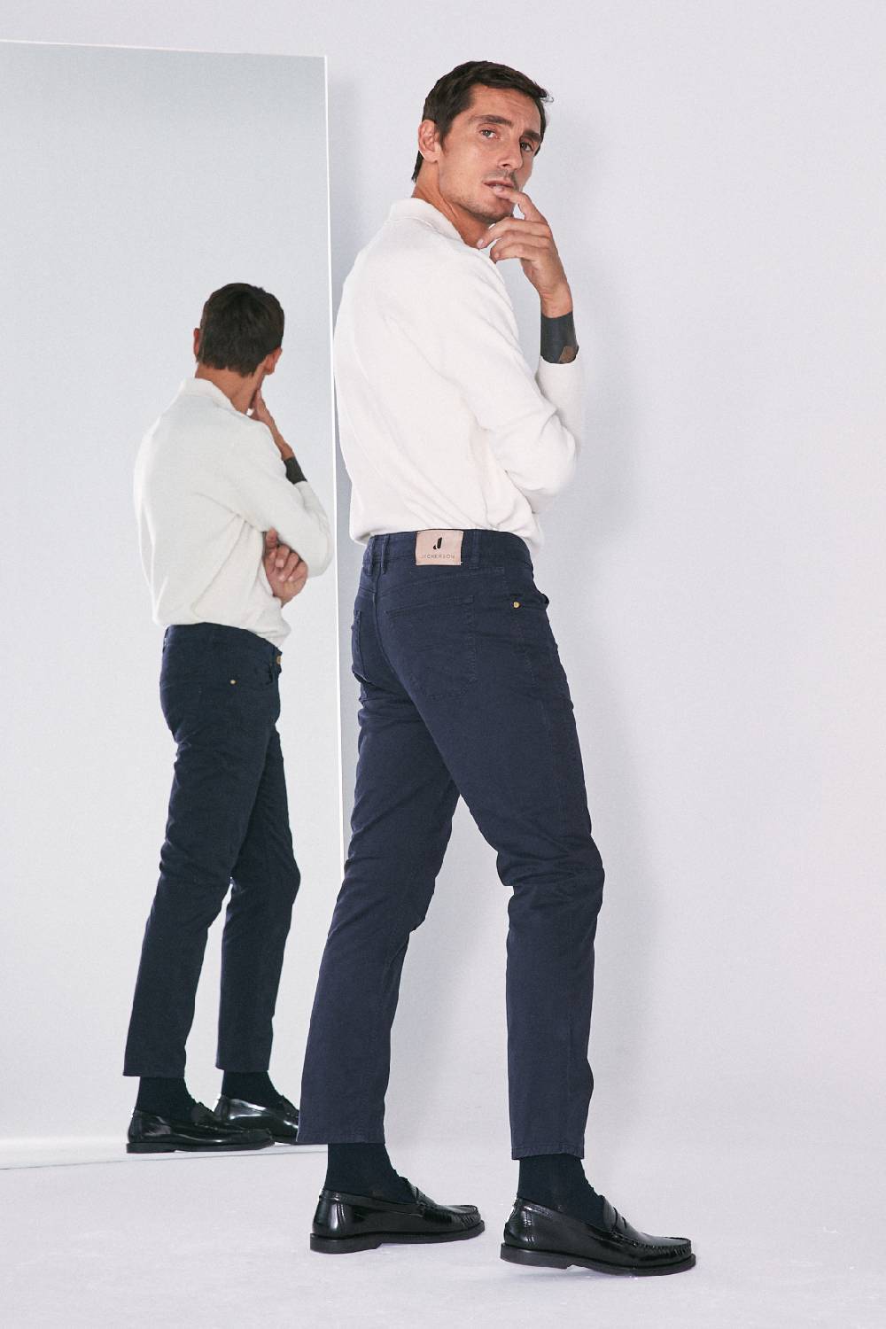 Jeckerson Pantalone skinny in gabardina stretch con toppa Vendita Calda