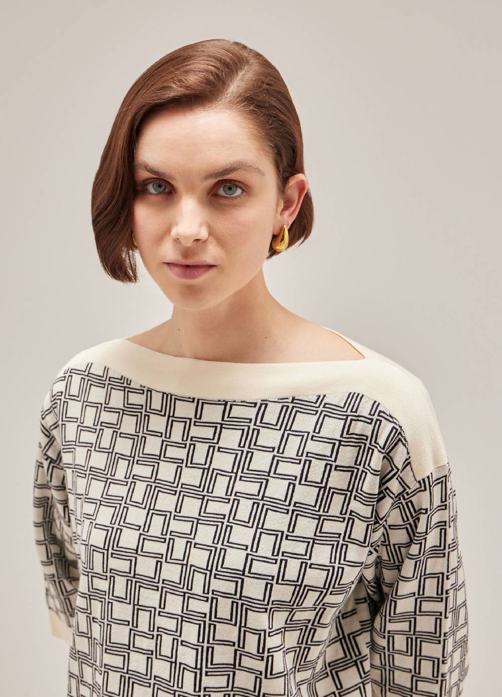 LES COPAINSMaglia tricot a maniche corte in puro cotone Shopping Online