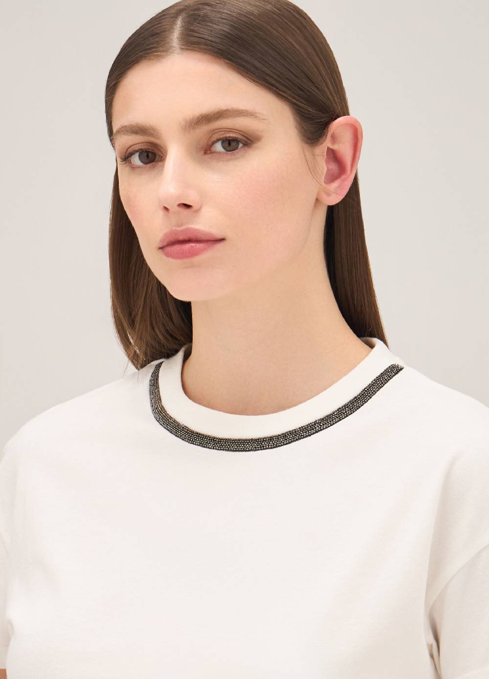 LES COPAINST-shirt in cotone con perline applicate In Linea