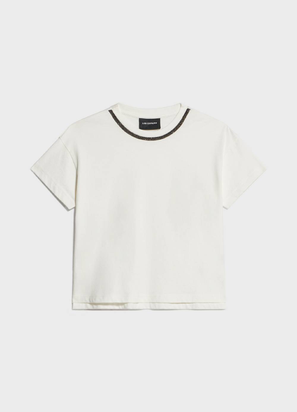 LES COPAINST-shirt in cotone con perline applicate In Linea