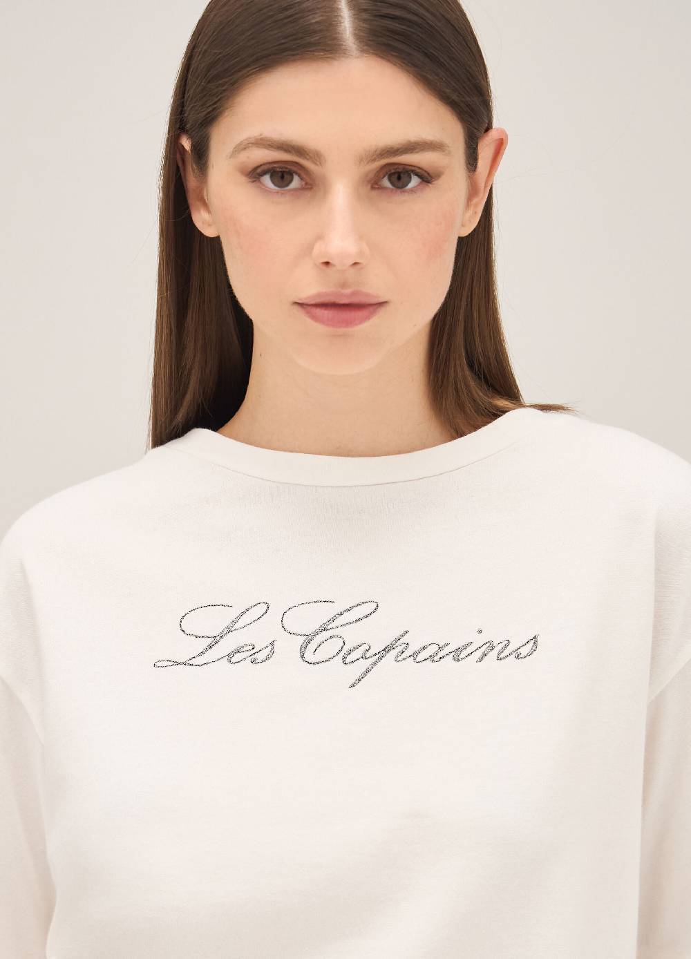LES COPAINST-shirt con lettering glitter Qualità Garantita