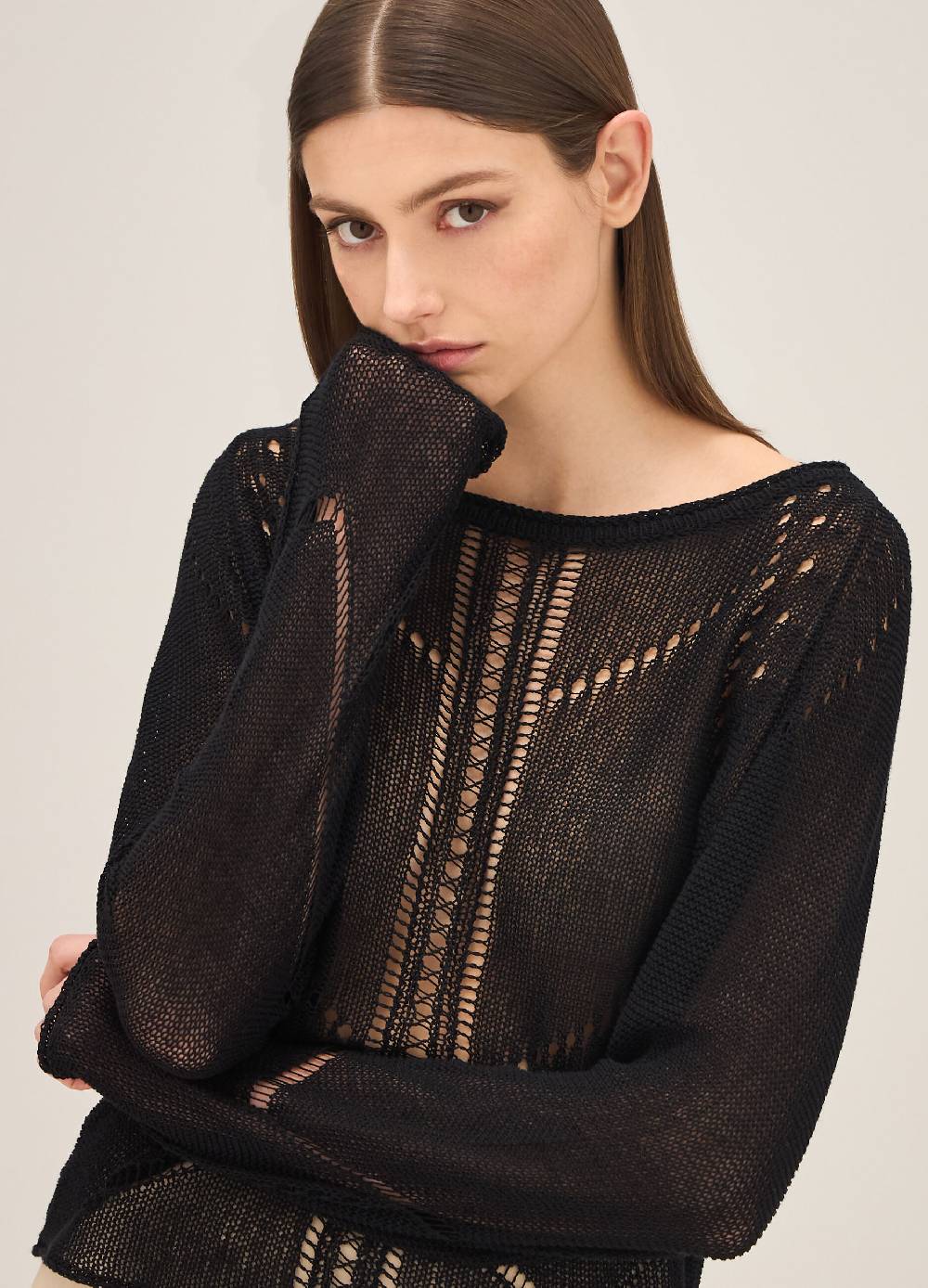LES COPAINSMaglia tricot traforata Consegna Veloce