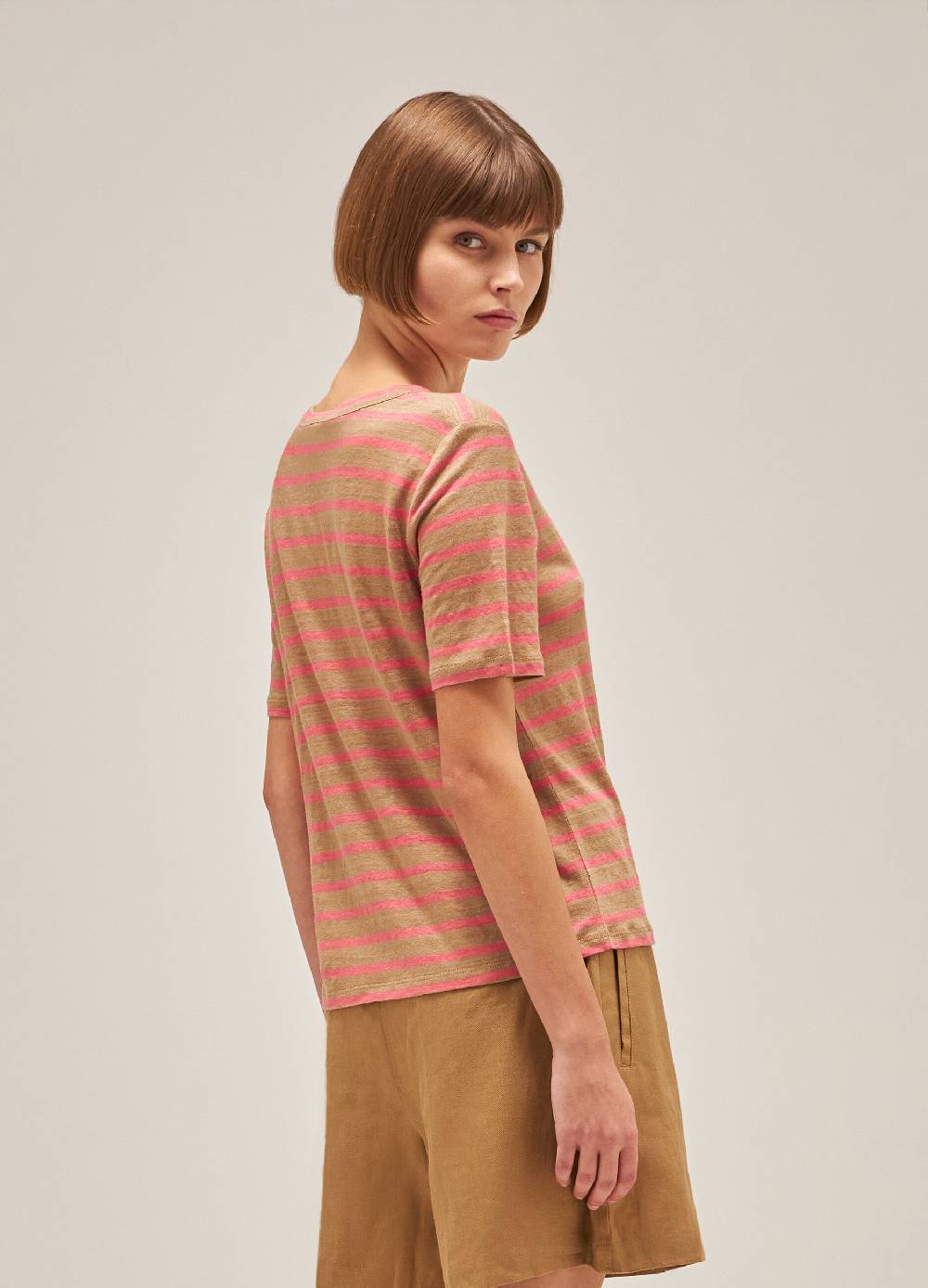 LES COPAINST-shirt a righe in lino Presa