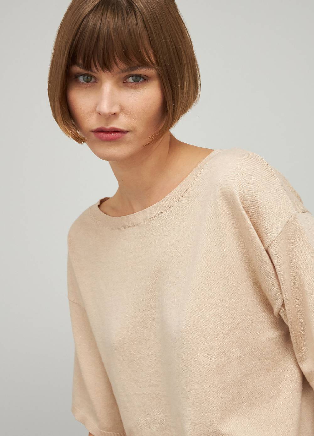 LES COPAINSMaglia tricot a maniche corte in seta e cotone Convenienza