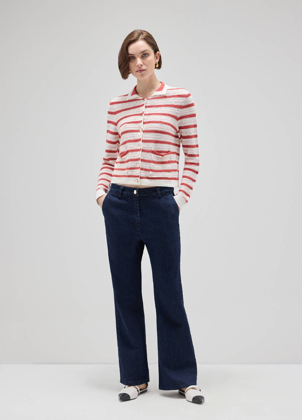 LES COPAINSCardigan tricot in cotone a righe