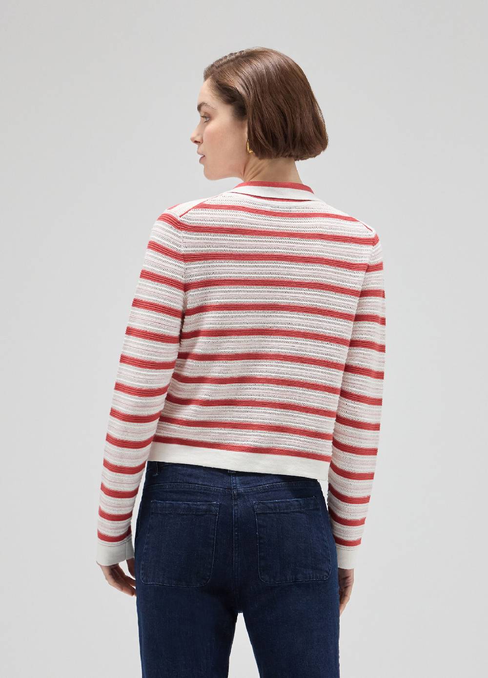 LES COPAINSCardigan tricot in cotone a righe Saldi
