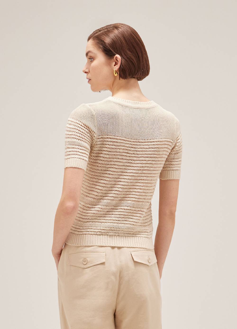 LES COPAINSMaglia tricot a maniche corte traforata In Saldo