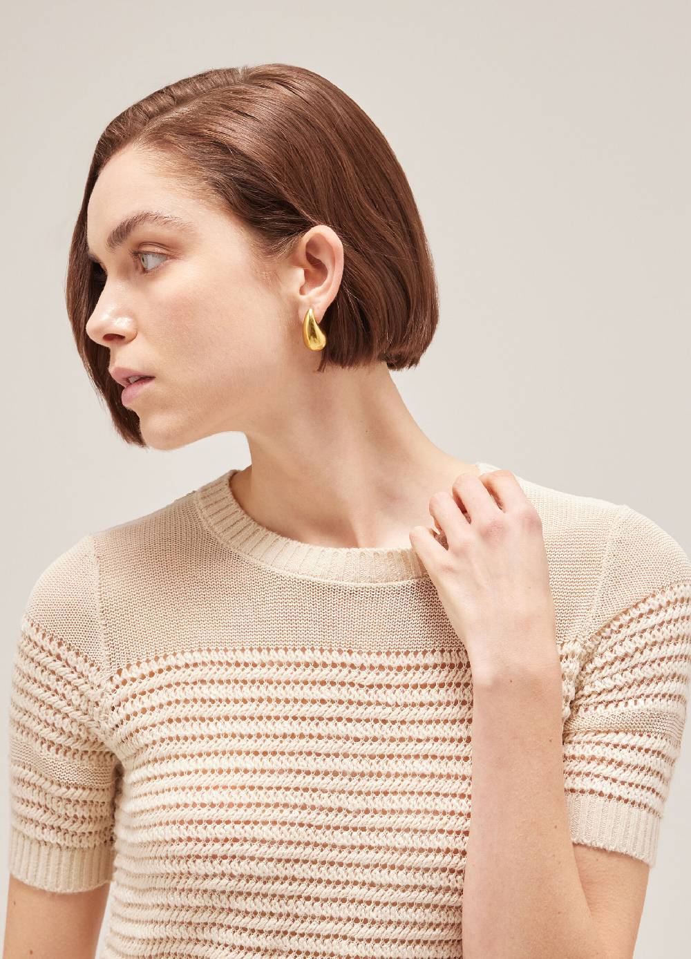 LES COPAINSMaglia tricot a maniche corte traforata In Saldo