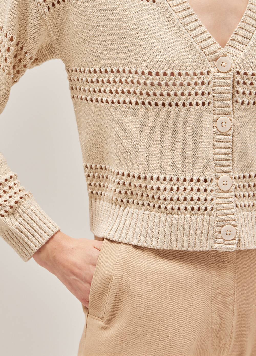 LES COPAINSCardigan tricot misto seta e cotone Nuova