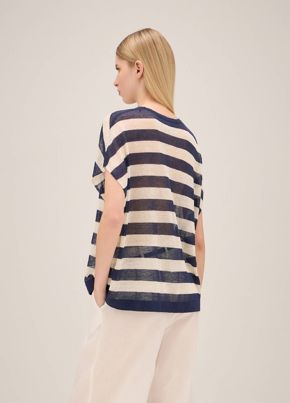LES COPAINSMaglia tricot a maniche corte in misto lino Qualità Garantita