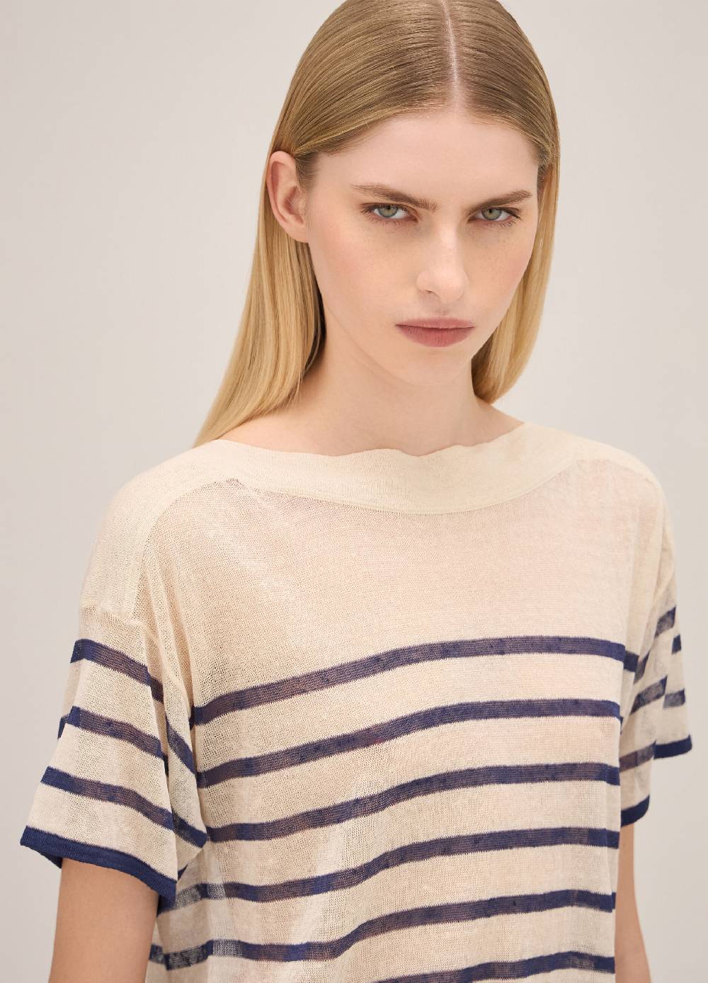 LES COPAINSMaglia tricot a righe misto lino Fino Al -60%
