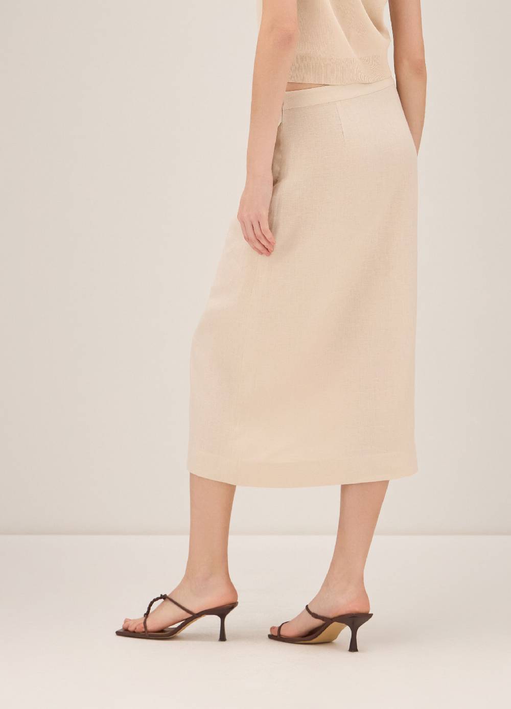 LES COPAINSGonna midi in puro lino Shopping Online