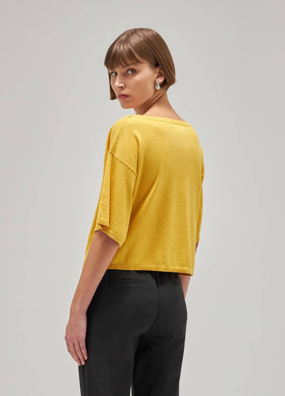 LES COPAINSMaglia tricot a maniche corte in seta e cotone In Linea