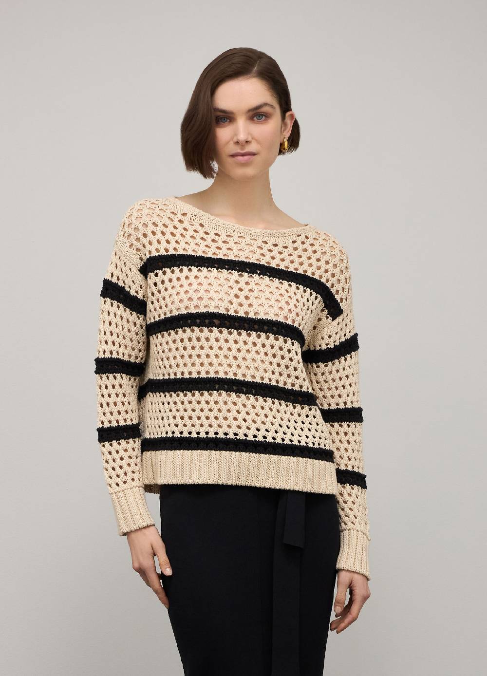 LES COPAINSMaglione tricot misto cotone a righe Qualità Garantita