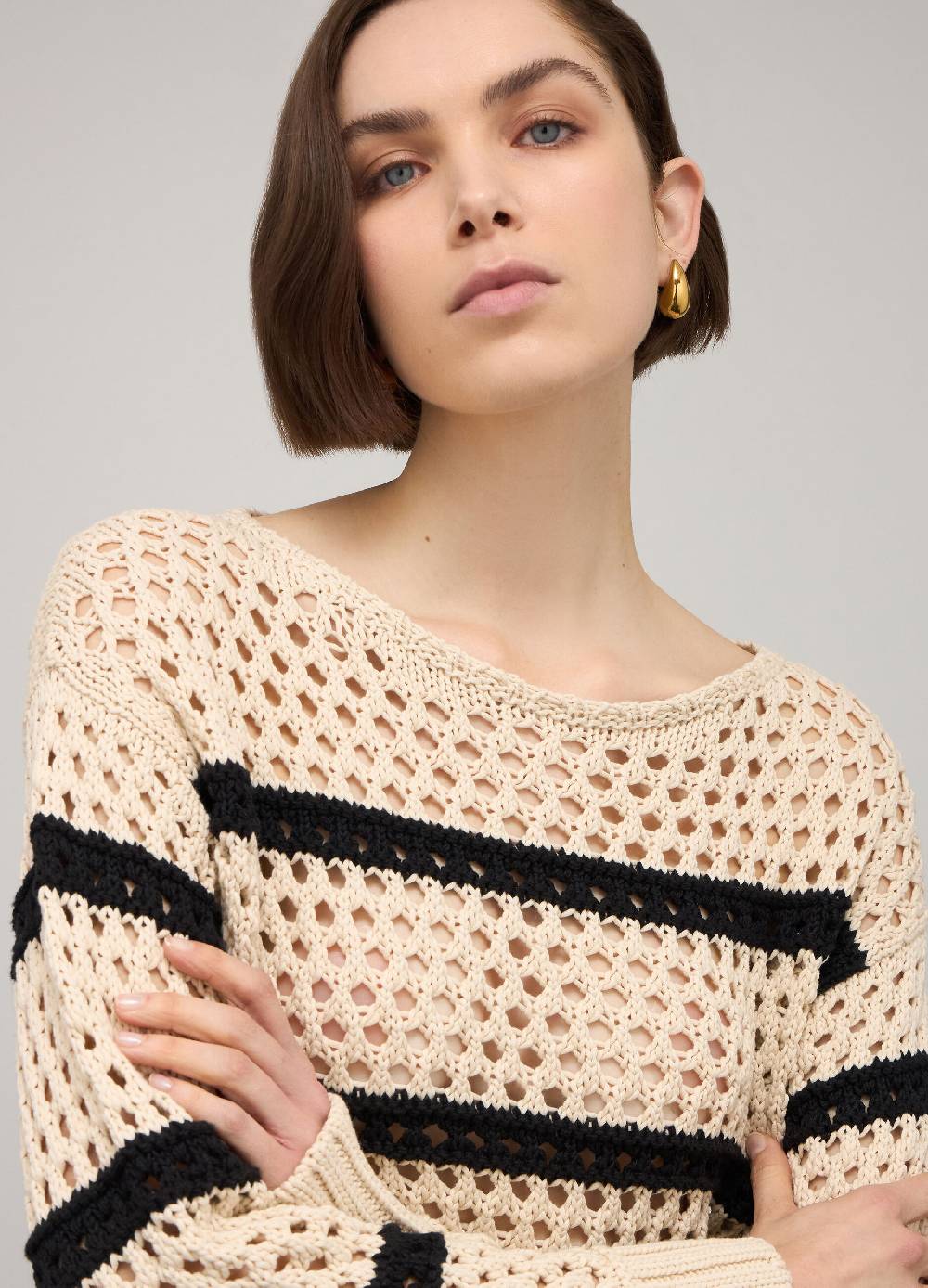 LES COPAINSMaglione tricot misto cotone a righe Qualità Garantita